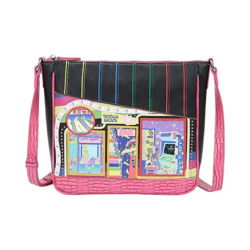 Vendula ПУ (полиуретан) Сумка через плечо Средняя Женская Розовая и Черная