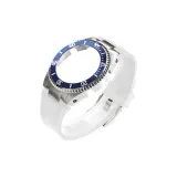 Синий ободок, стальной корпус + белый ремешок