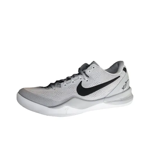 Nike Kobe 8 Устойчивый к истиранию Дышащие Низкие Баскетбольные кроссовки Мужские Серый Черный