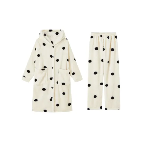 Сон Белый Гороховый узор Женские Пижамные комплекты