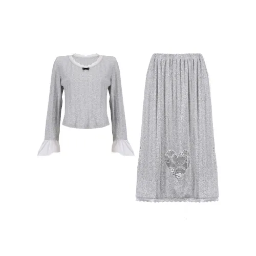 BLEO Пижамный комплект домашняя одежда женский светло-серый