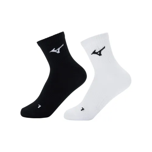Mizuno 2 шт черный+белый унисекс MID носки до икры