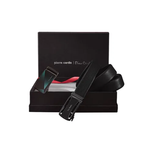 PIERRE CARDIN Бизнес Универсальный Двойной Ремень с Пряжкой Коровья Кожа Мужской Черный 3,5 см