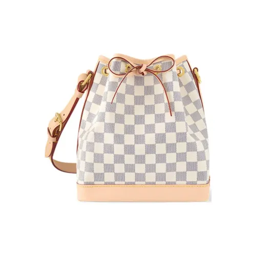 LOUIS VUITTON Damier Azur Покрытый холст Сумка через плечо Женская Бежевая