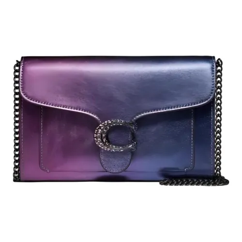 COACH Tabby Металлик Гладкая кожа Сумка через плечо Маленькая Женская Синий и Фиолетовый