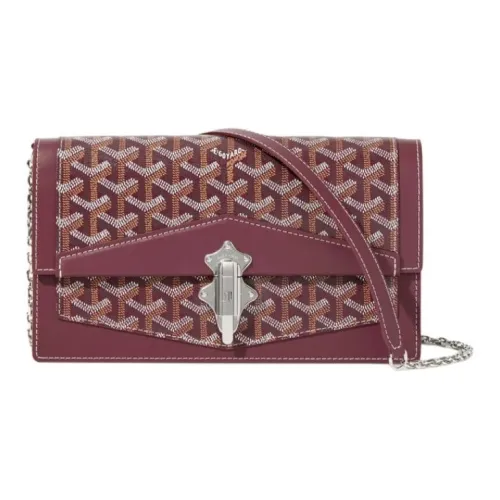 GOYARD Холст Телячья кожа Сумка через плечо Женская Бордовый