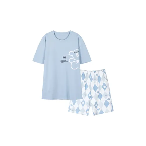 H YXIANG Пижамный комплект мужской пыльно-синий