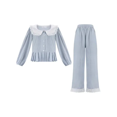 BLEO Хлопок Loungewear Женские Небесно-голубой