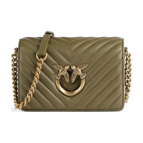 PINKO Click series Овчина Сумка через плечо Сумка на плечо Женская Оливково-зеленая