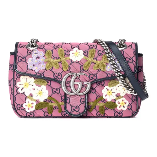 GUCCI Marmont Quilted Холст с кожей Комбинированный Холст Сумка Сумка через плечо Сумка на плечо Женская