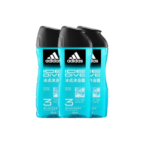 Adidas Мужской 3-в-1 Охлаждающий Гель для Душа 250 мл Портативный Упаковка Успокаивающий Увлажняющий Очищающий Морская соль 3 Бутылки