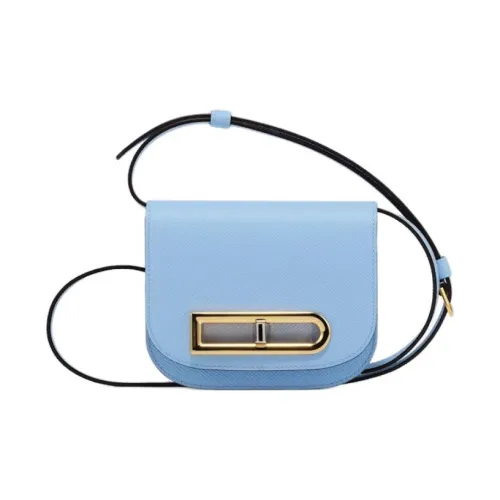 Delvau Яркий с рельефом Alpina Телячья кожа Сумка через плечо Мини Женская Светло-синяя