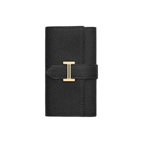 HERMES Bearn Mysore Шевро Key Pouch Унисекс 89 Черный