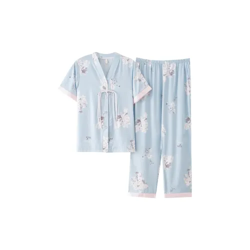The Story Of The Flower Season Пижамный комплект женский светло-синий