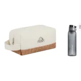 Однослойная экрю + модная спортивная бутылка для воды в сером цвете