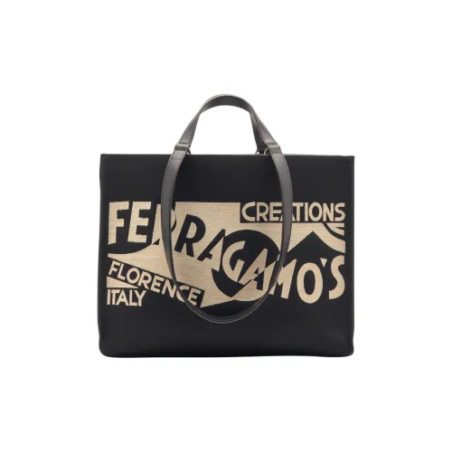 Ferragamo Телячья кожа Сумка-тоут Сумка для покупок Сумка через плечо Сумка среднего размера Женская Черная