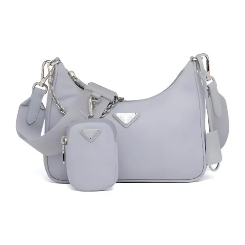 PRADA Hobo Переработанный Нейлон 3 в 1 Плечо Сумка через плечо Сумка для рук Женская Светло-синяя