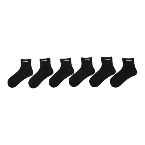 LINING Fitness Series 6 пар Черные Мужские Носки до икры MID