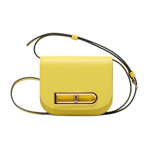 Delvau Яркий с рельефом Alpina Телячья кожа Сумка через плечо Мини Женская Желтая