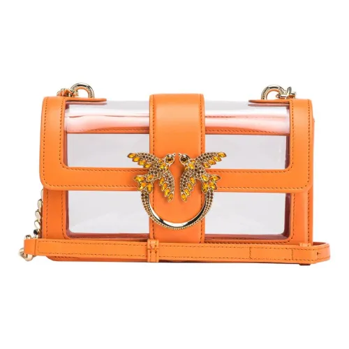 PINKO Love Bag PVC Сумка через плечо Мини Женская Апельсин Прозрачный Светло-золотой