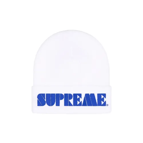 Supreme Acrylic Beanies Unisex White Supreme Акриловые Шапки-бини Унисекс Белый