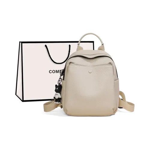 COMELY Рюкзак из коровьей кожи с синтетической кожей средний женский экрю черный