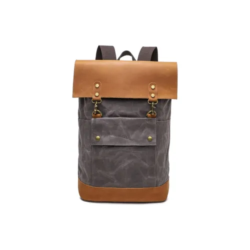 TTaG．baG Батик Холст с Crazy Лошадь Коровья Кожа Рюкзак Унисекс Серый Армейский Зеленый Хаки