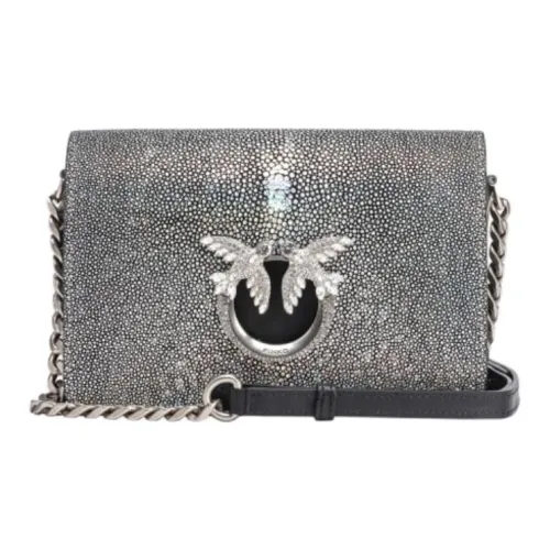 PINKO Телячья кожа Сумка через плечо Мини Женская Черный Античное серебро