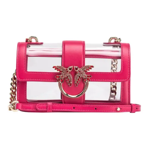 PINKO Love Series ПВХ с Телячьей Кожей Сумка через плечо Мини Женская Фуксия Прозрачный Светлое Золото
