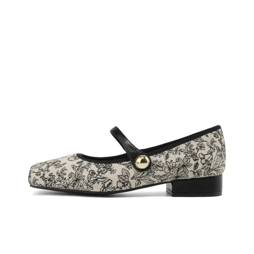 JOSINY Mary Jane Shoes 2,5cm Женские Экрю Черный