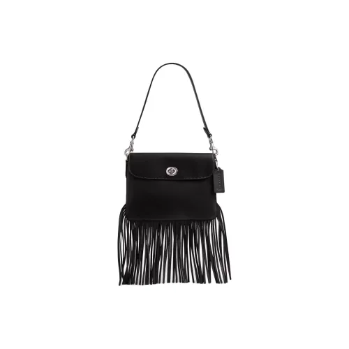 COACH Кожа Сумка Сумка через плечо Женская Серебряная и Черная