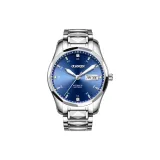 Белый корпус, синий циферблат, белая стальная полоска