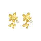 Кружево flower Два flower Серьги-подвески - Золотой