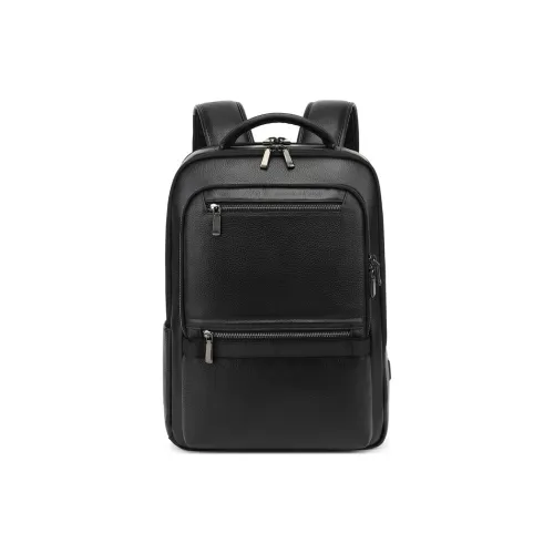 DOSRFINI Рюкзак из крупнозернистой текстуры коровьей кожи мужской черный