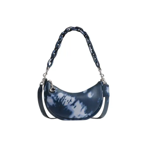 COACH Mira Гладкая кожа Сумка Сумка через плечо Средняя Женская Светлая Античная Никель Ночной Морской Синий