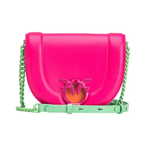 PINKO Click series Коровья кожа Сумка через плечо Женская Розовый Оранжевый Мятно-зеленый