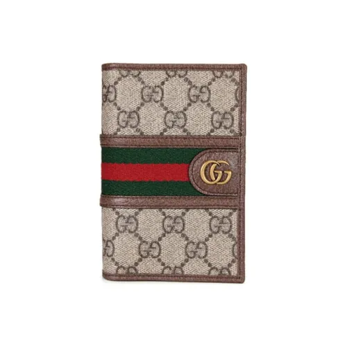 GUCCI Ophidia Кожа Панельная Холст Держатель для Паспорта Кошелек Унисекс Эбеновый