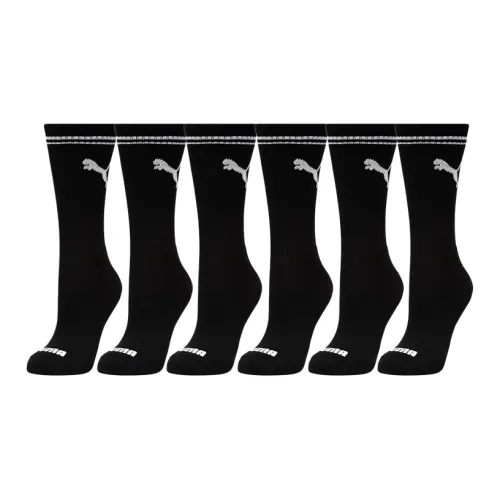 PUMA 6 пар Черные/Белые Женские Носки MID до икры