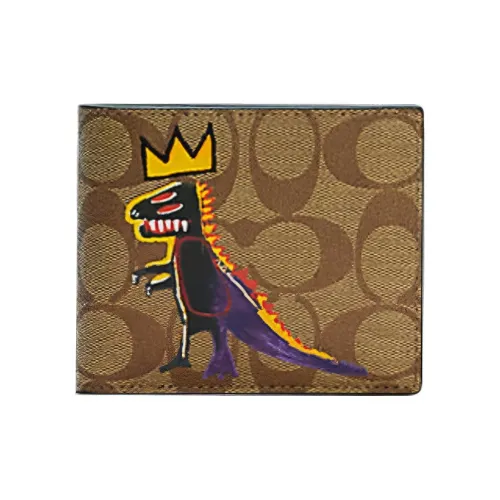 COACH Коллаборация с Basquiat 3 IN 1 Кошелек из холста и кожи 3 в 1 держатель для карт кошелек мужской коричневый