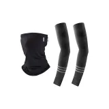 Черные охлаждающие рукава с полосами + черные маски для лица