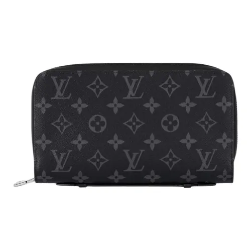 LOUIS VUITTON Zippy Холст Кошелек Мужской Черный