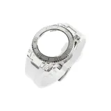 Ледник Серебряный Металлический Корпус + Белый Фторкаучуковый Ремешок