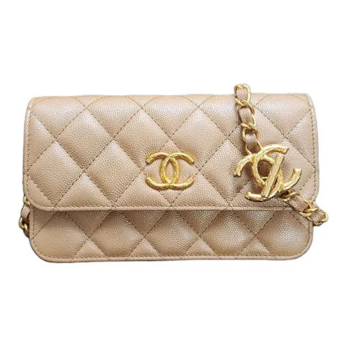 CHANEL Рельефная Телячья Кожа Сумка через плечо Унисекс Карамель