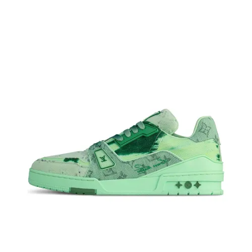 LOUIS VUITTON Тренер Low Топ Скейтборд Кроссовки Унисекс Зеленый