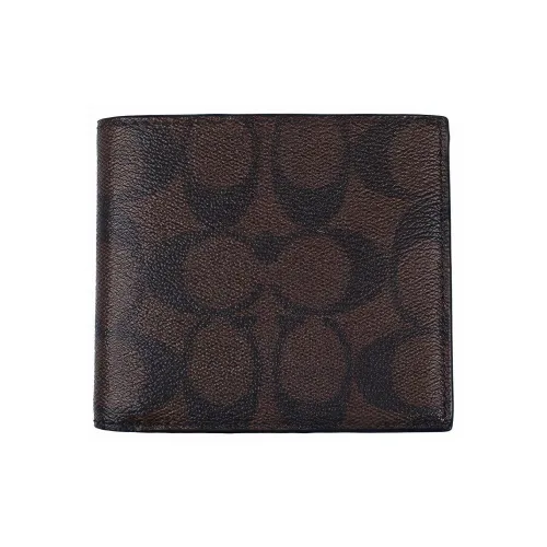 COACH Billfold Wallet из искусственной кожи клатч кошелек мужской монограмма темно-коричневый