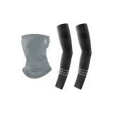 Черные охлаждающие рукава с полосами + серые маски для лица