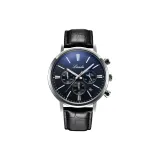 Чёрный ремешок, серебряный чёрный циферблат