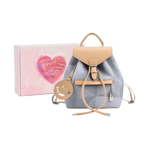 MINLUBAOLUO ПУ (полиуретан) Повседневный Нишевый Универсальный Стильный Сумка Рюкзак Стандартный Женский Хаки Коричневый