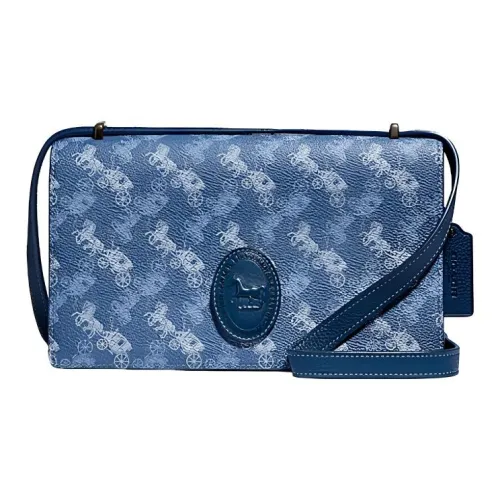 COACH CAMILLE Кожа Маленькая Квадратная Сумка Сумка через плечо Средняя Женская Синяя