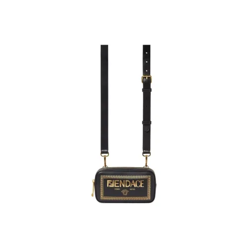 VERSACE Classic Leather Camera Сумка Сумка через плечо Плечевой рюкзак Сумка на плечо Мужской Черный Versace X Fendi